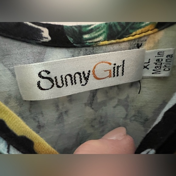 SUNNY GIRL BLACK/YELLOW/BLUE FLORAL SUN DRESS SIZE XL - Picture 7 of 10
